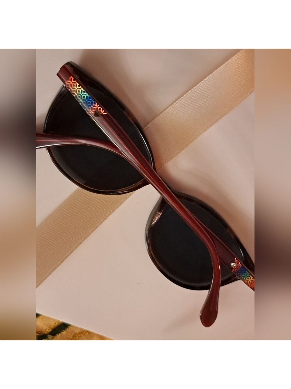 Women's Bulova Victoria Falls Glasses Frames. Wine With Metallic Rainbow Design.